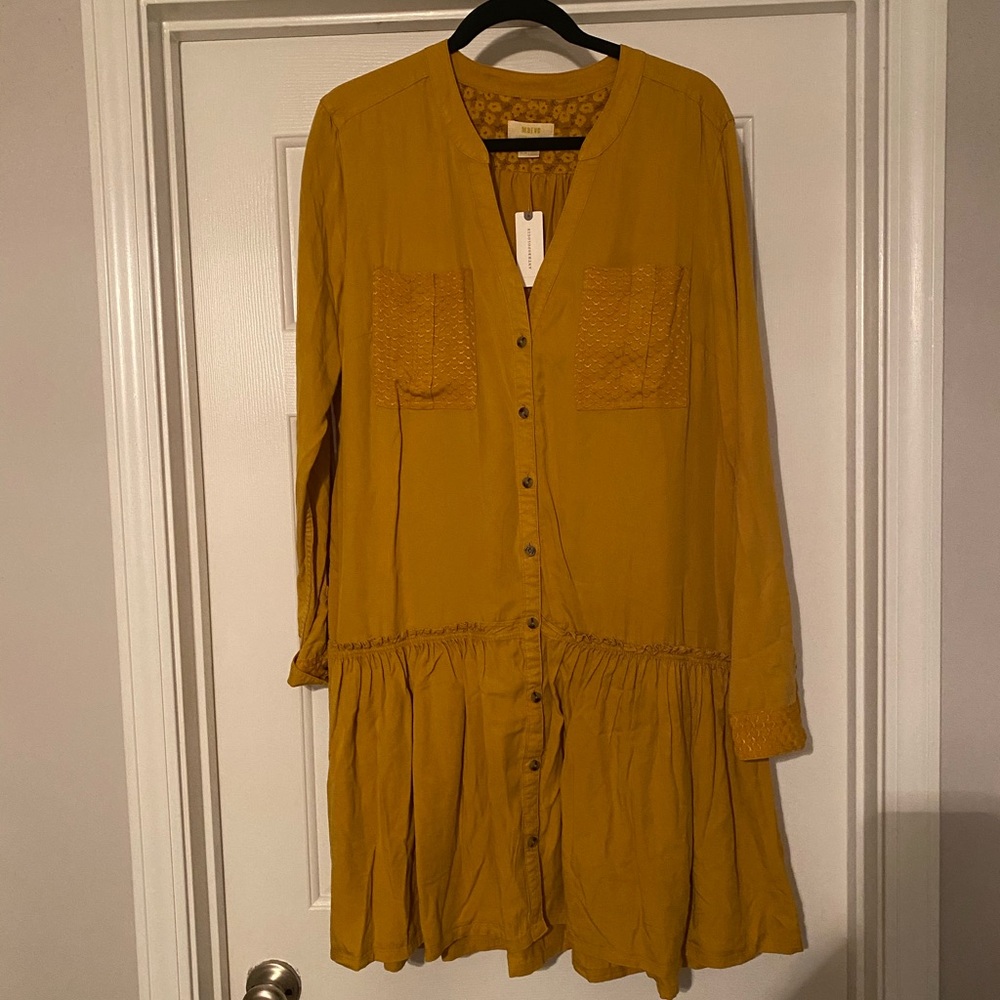 Anthropologie Gold drop waist dress
